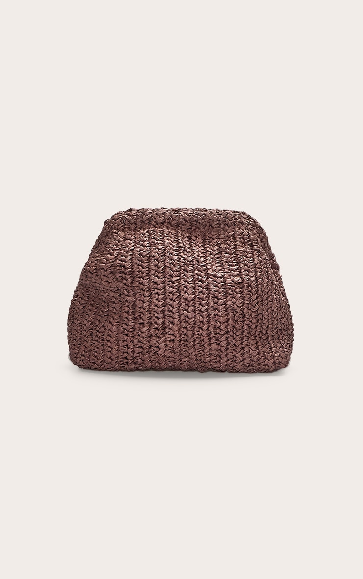Chocolate Raffia Slouchy Clutch image 3