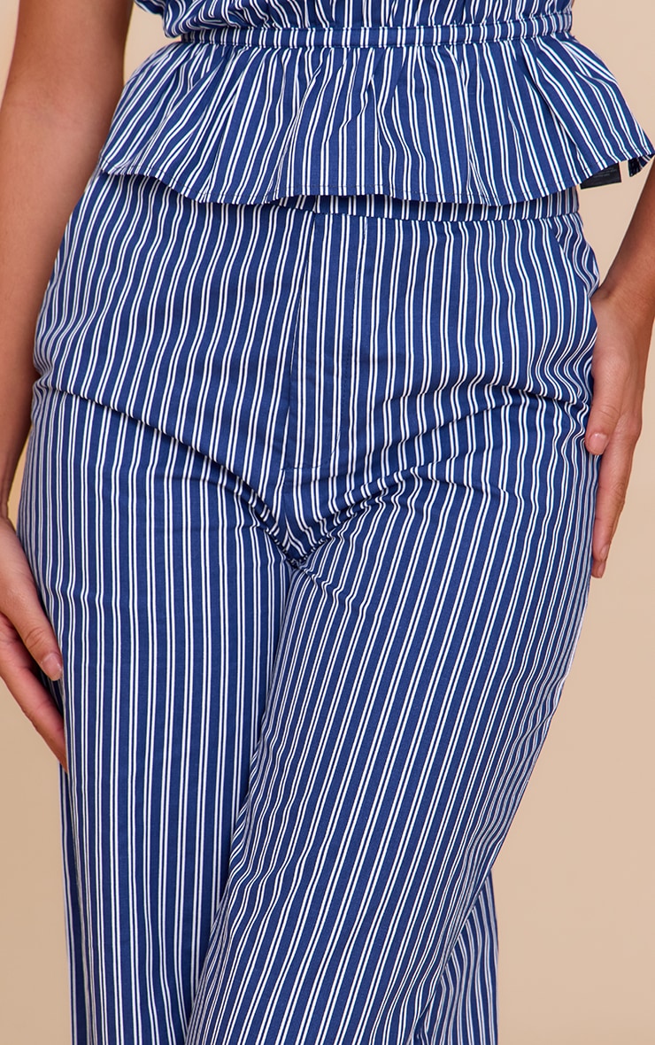  Indigo Stripe Woven Mid Rise Wide Leg Pant image 4