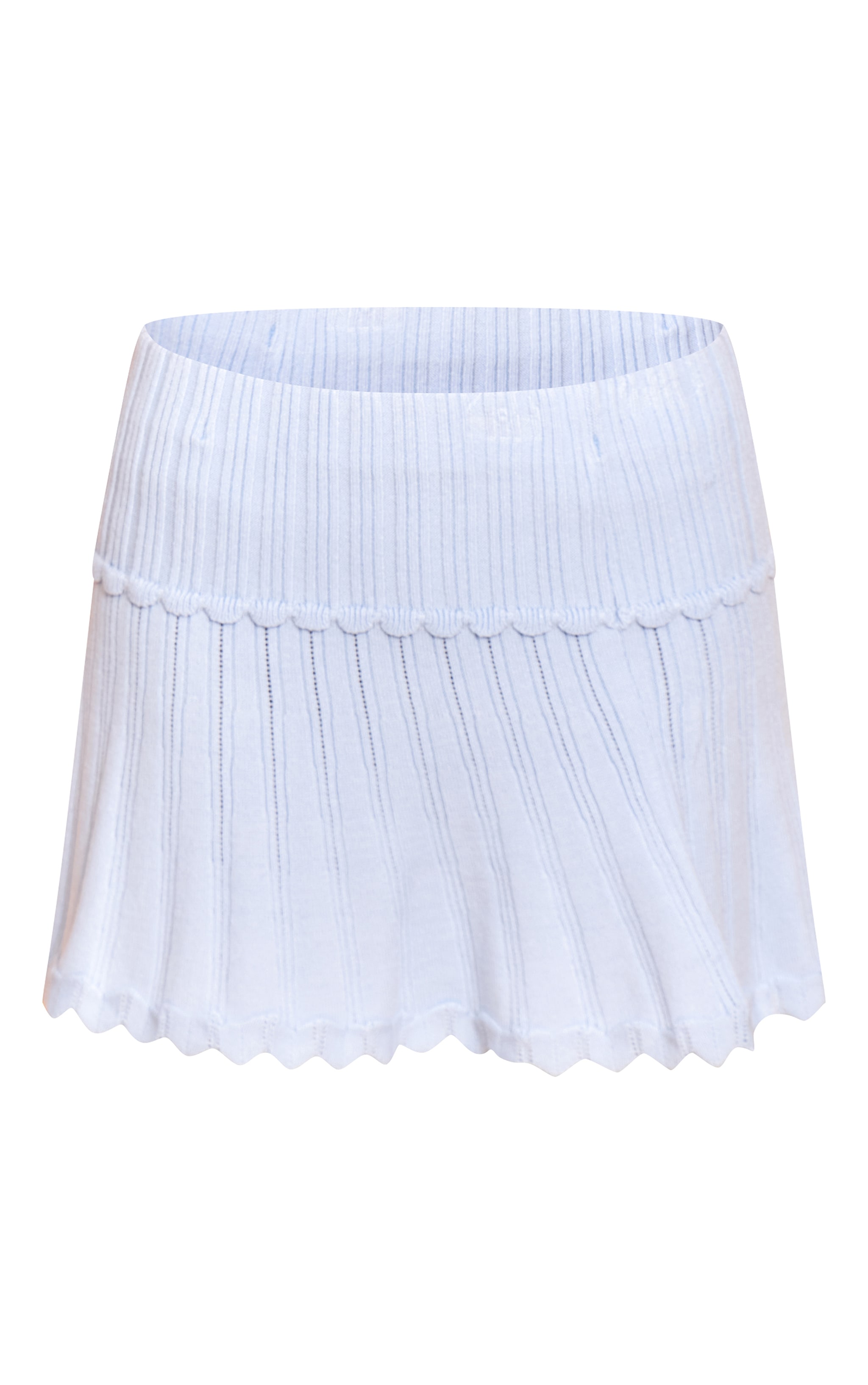 Petite Baby Blue Knitted Pleated Mini Skirt image 6
