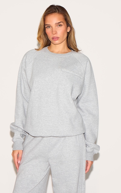Ash Grey Oversized Pocket Detail Sweatshirt