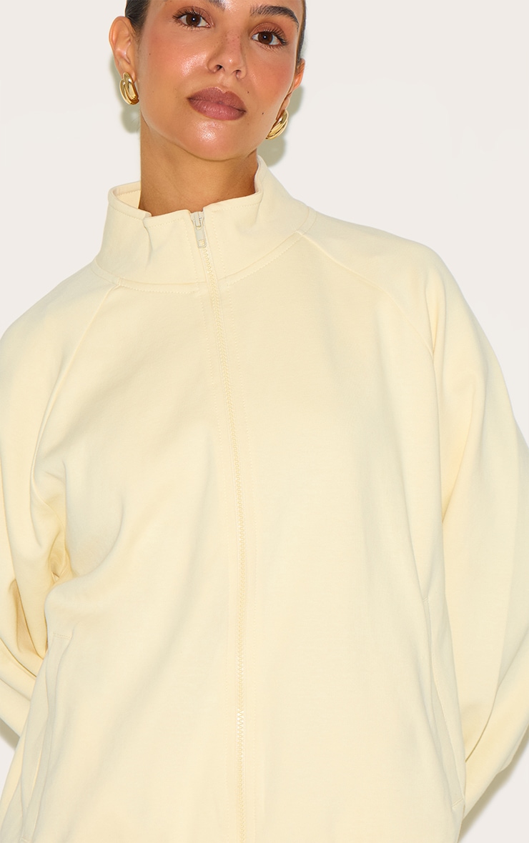 Petite Butter Cream Oversized Interlock Zip Through Sweatshirt image 4