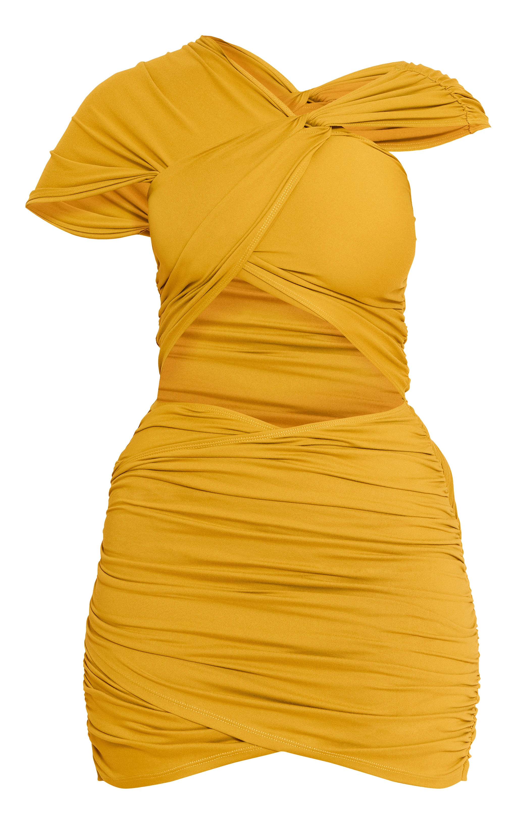 Shape Golden Olive Sculpt Wrap Over Twist Mini Dress image 5