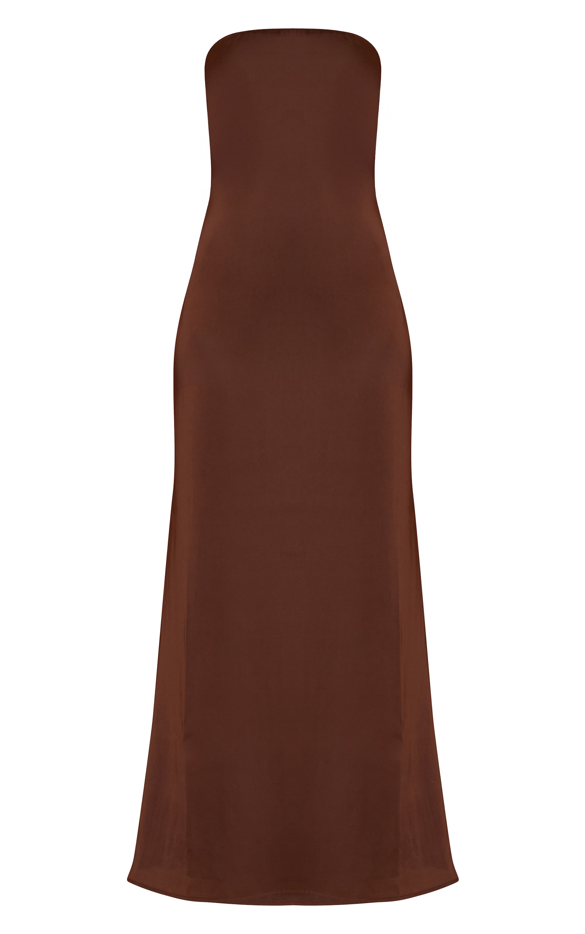 Chocolate Satin Bandeau Maxi Dress image 5