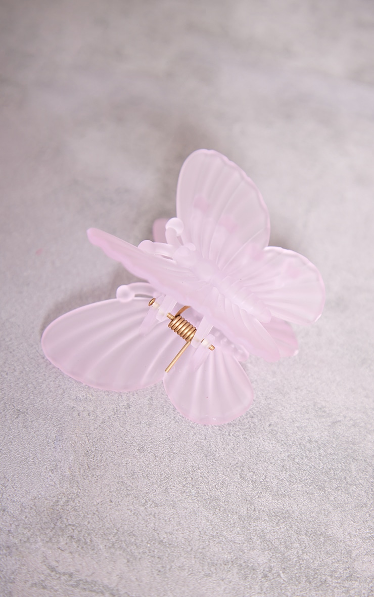 Baby Pink Matt Butterfly Hair Clip image 3