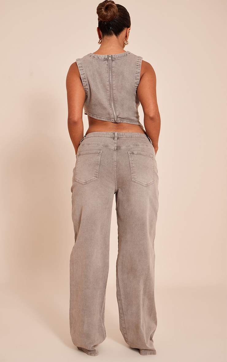 Shape Mushroom Stretch Washed Mid Rise Denim Wide Leg Jeans image 3