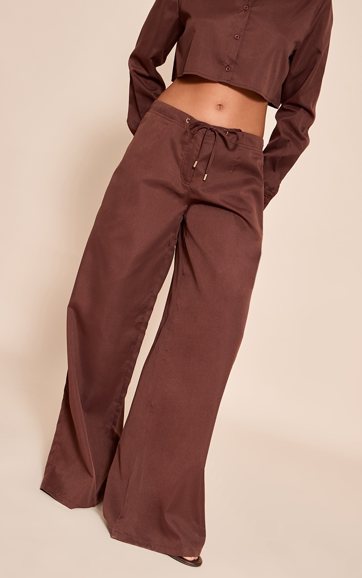Dark Brown Oversized Drawstring Straight Leg Pant image 2
