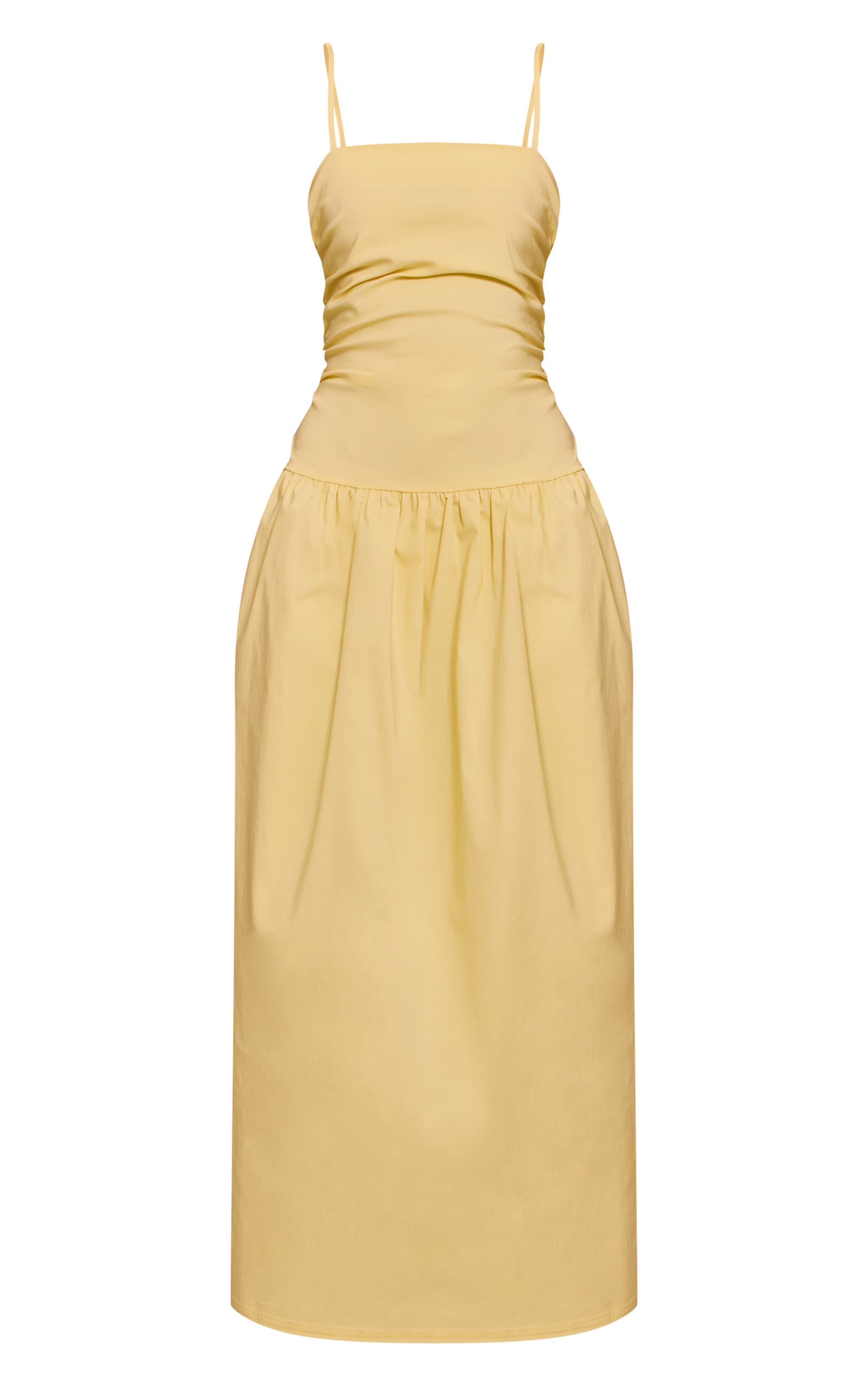 Lemon Stretch Woven Strappy Ruched Maxi Dress image 5