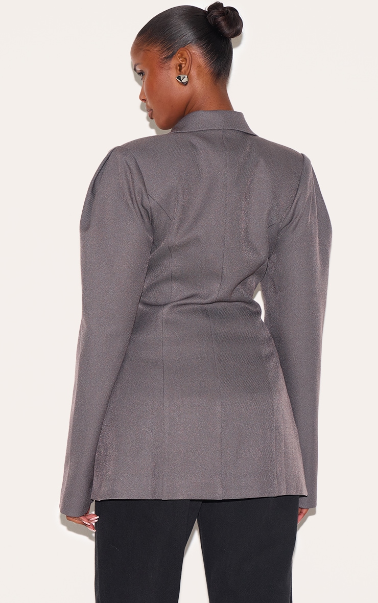 Charcoal Drop Shoulder Cinch Waist Extreme Oversized Blazer image 2