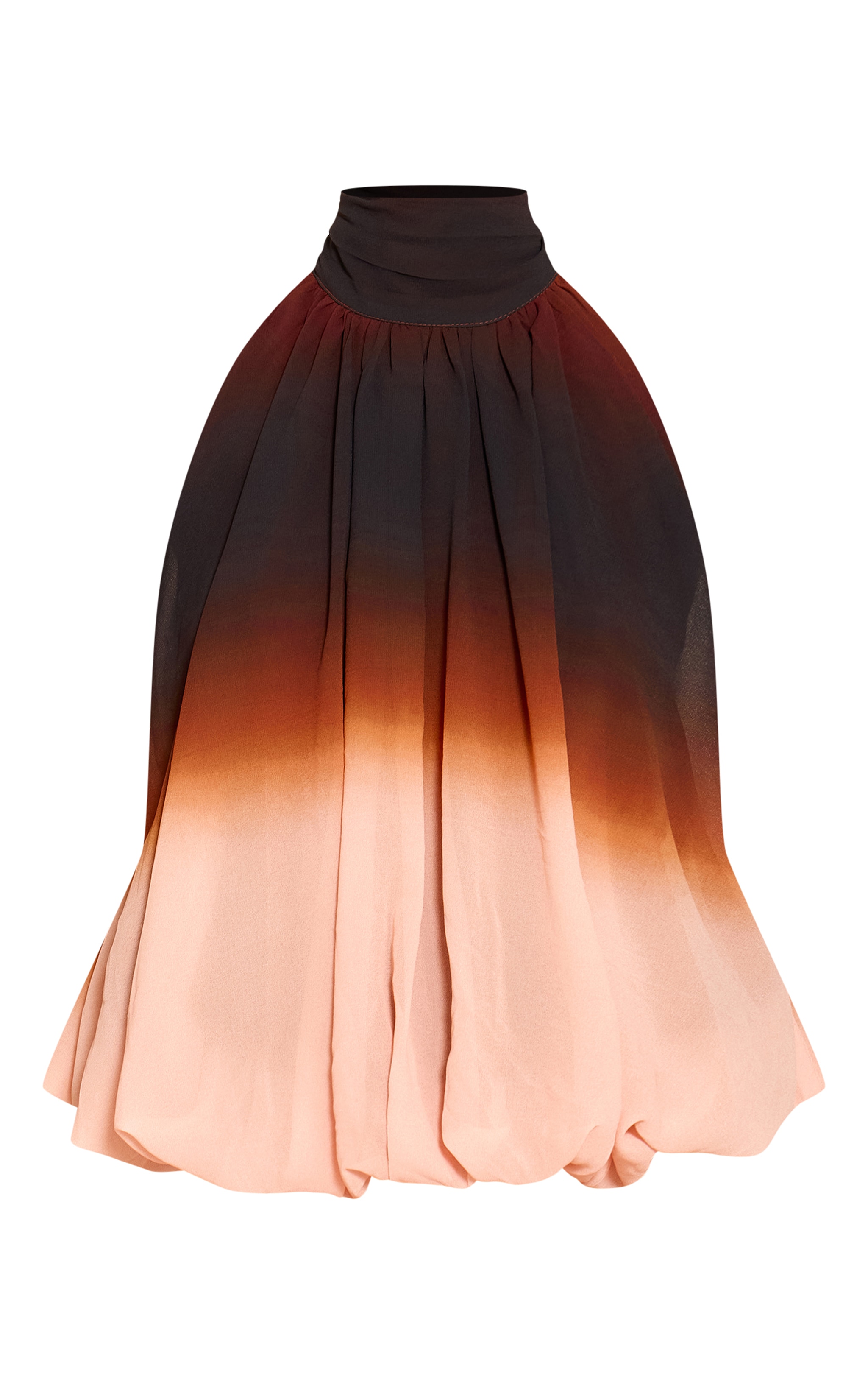  Chocolate Ombre Print Chiffon Halter Neck Puff Ball Top image 5