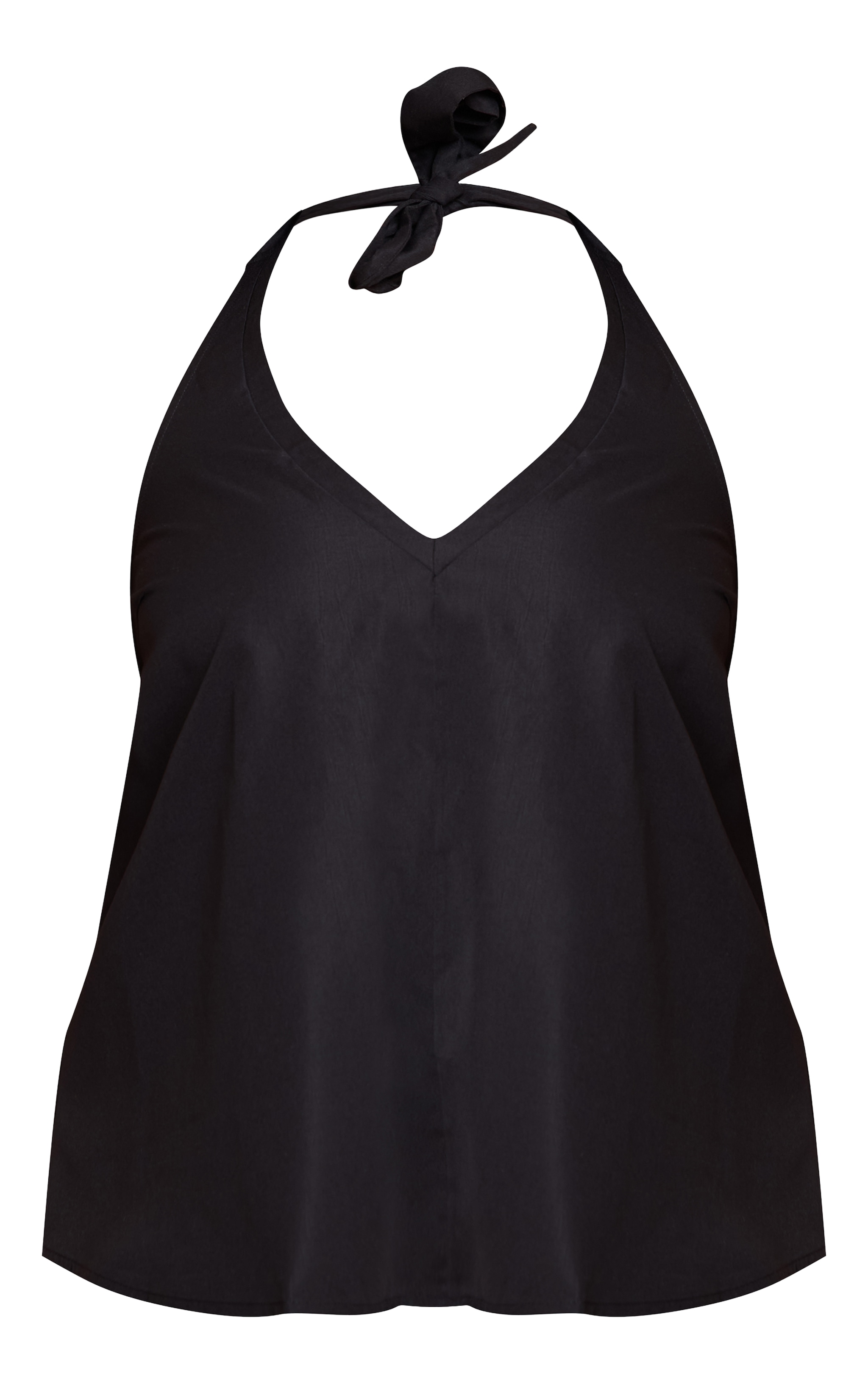 Plus Black Tailored Halter Frill Detail Top image 5