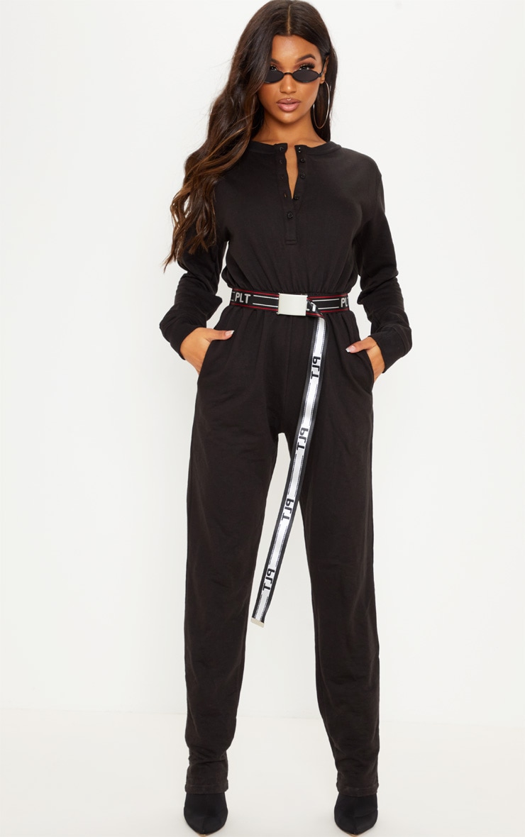 black button up jumpsuit
