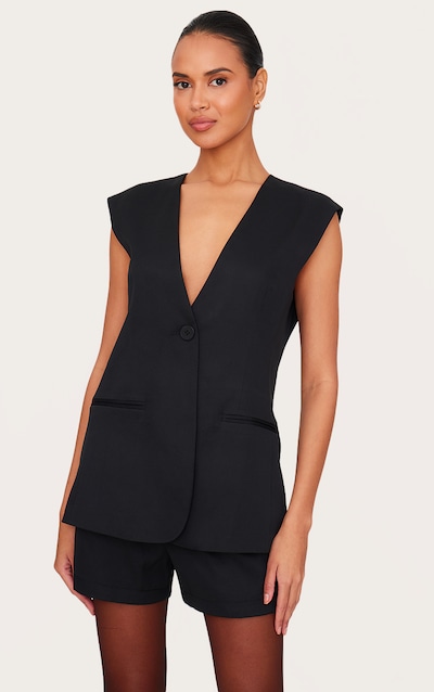 Veston long de tailleur tissé deluxe noir