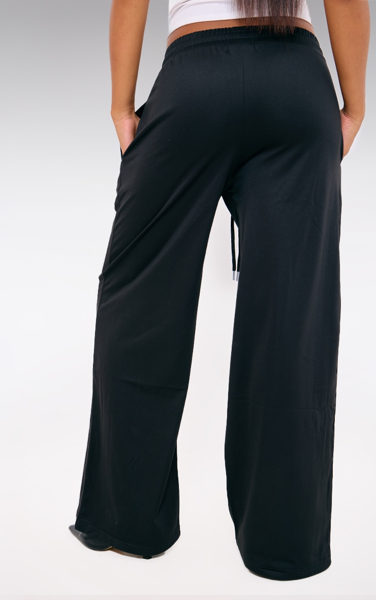 Black Stripe Detail Wide Leg Tricot Track Pants PrettyLittleThing IRE