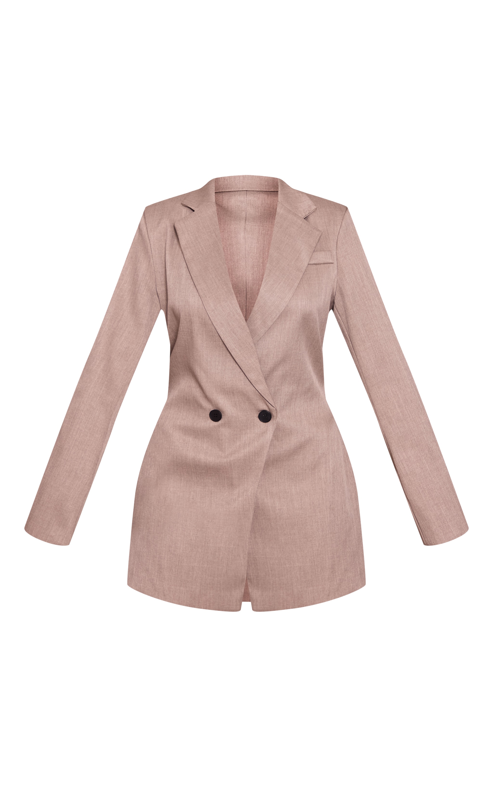 Mushroom Woven Cinched Waist Blazer Dress