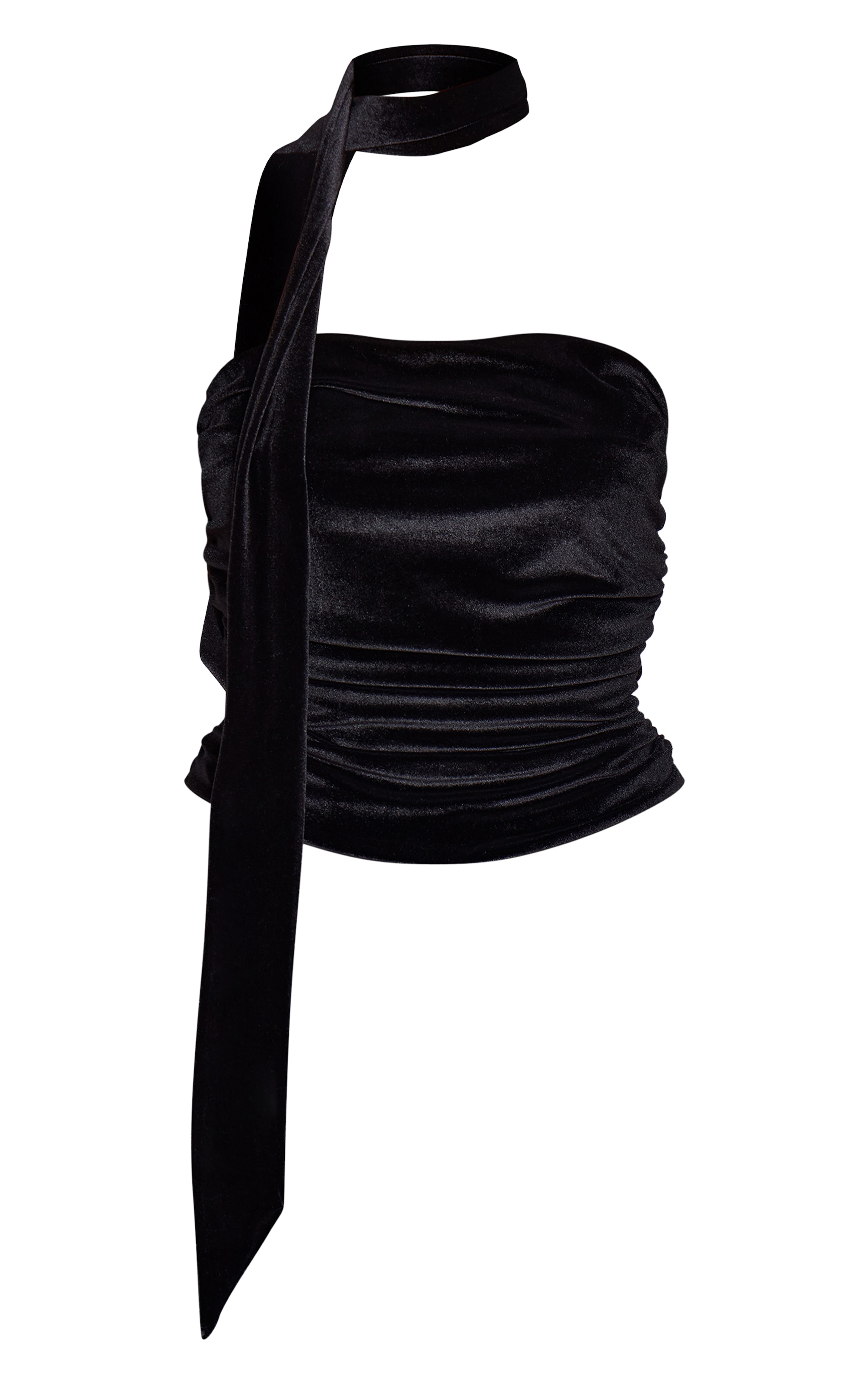 Black Velvet  Bandeau Scarf Detail Top image 5