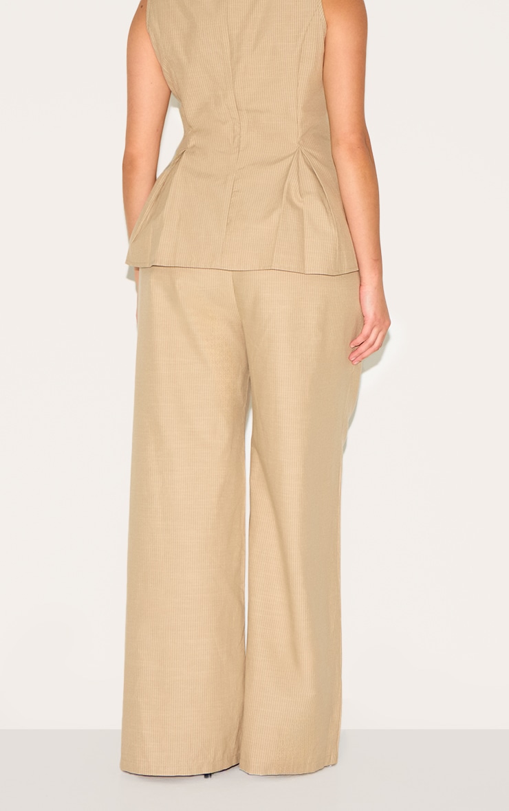 Plus Sand Striped Cotton Wide Leg Pants image 3