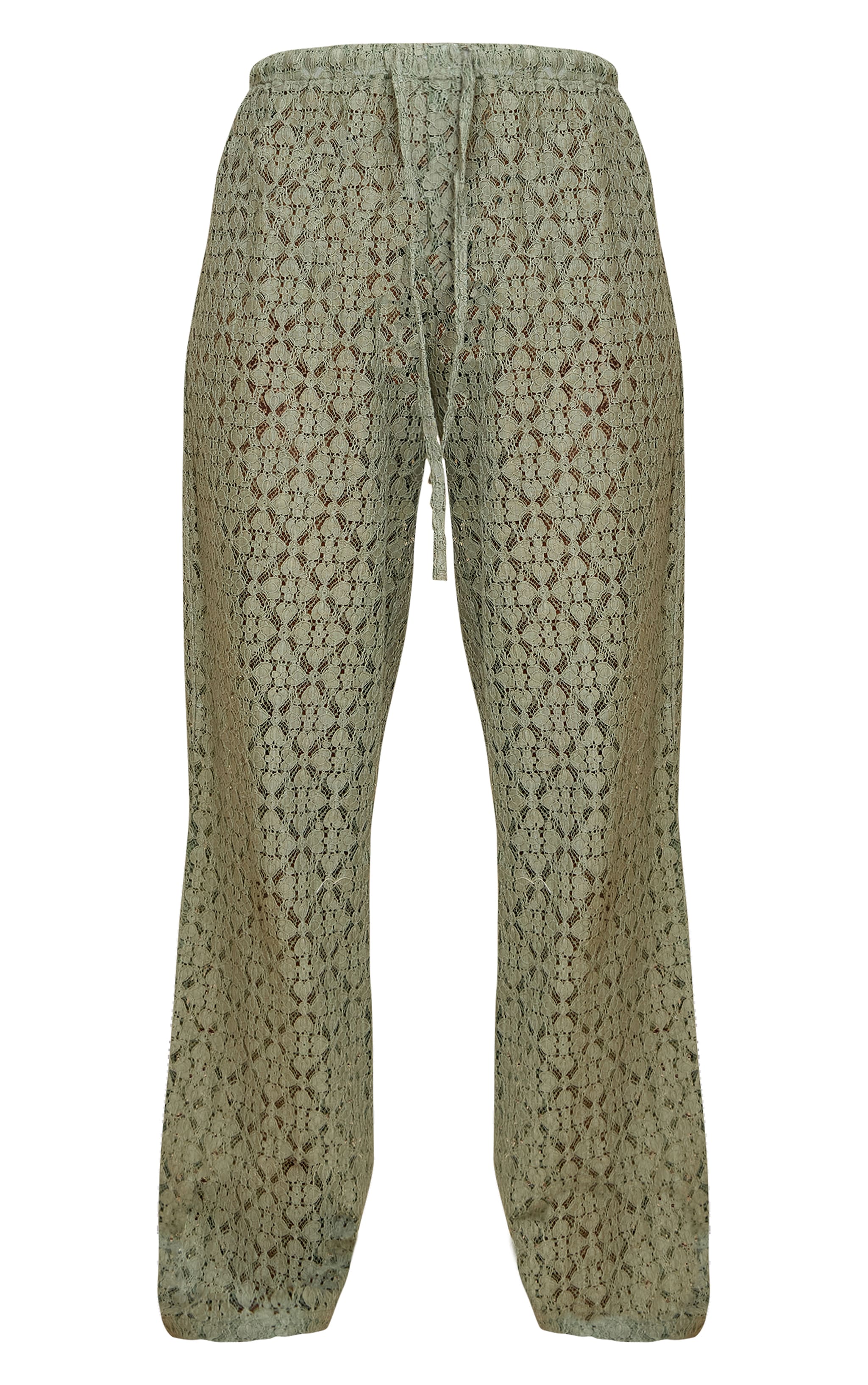 Khaki Lace Straight Leg Pants image 5