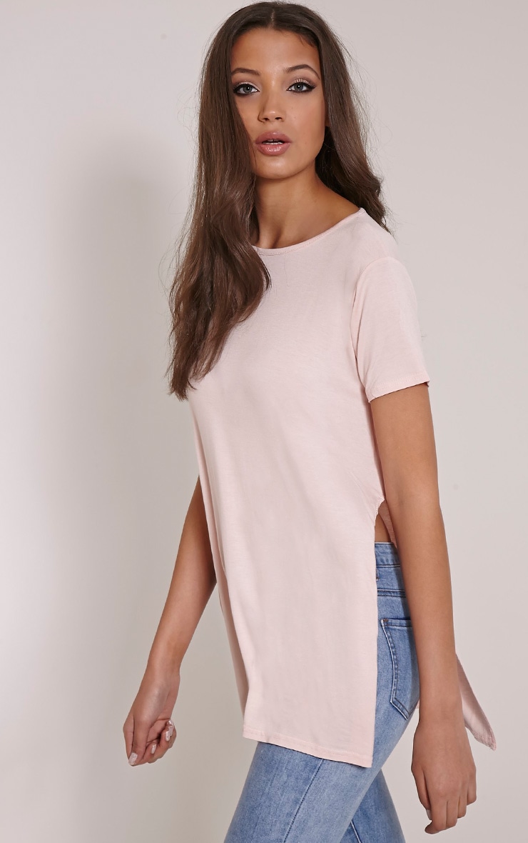 Basic Blush Side Split TShirt Shirts PrettyLittleThing