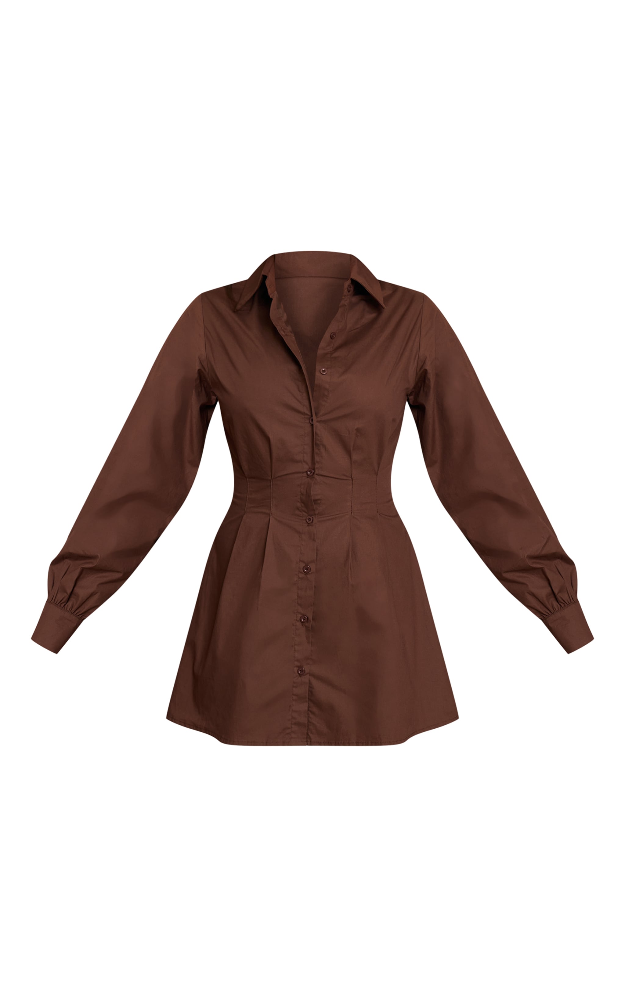 Robe chemise en popeline de coton chocolat à taille cintrée image 5