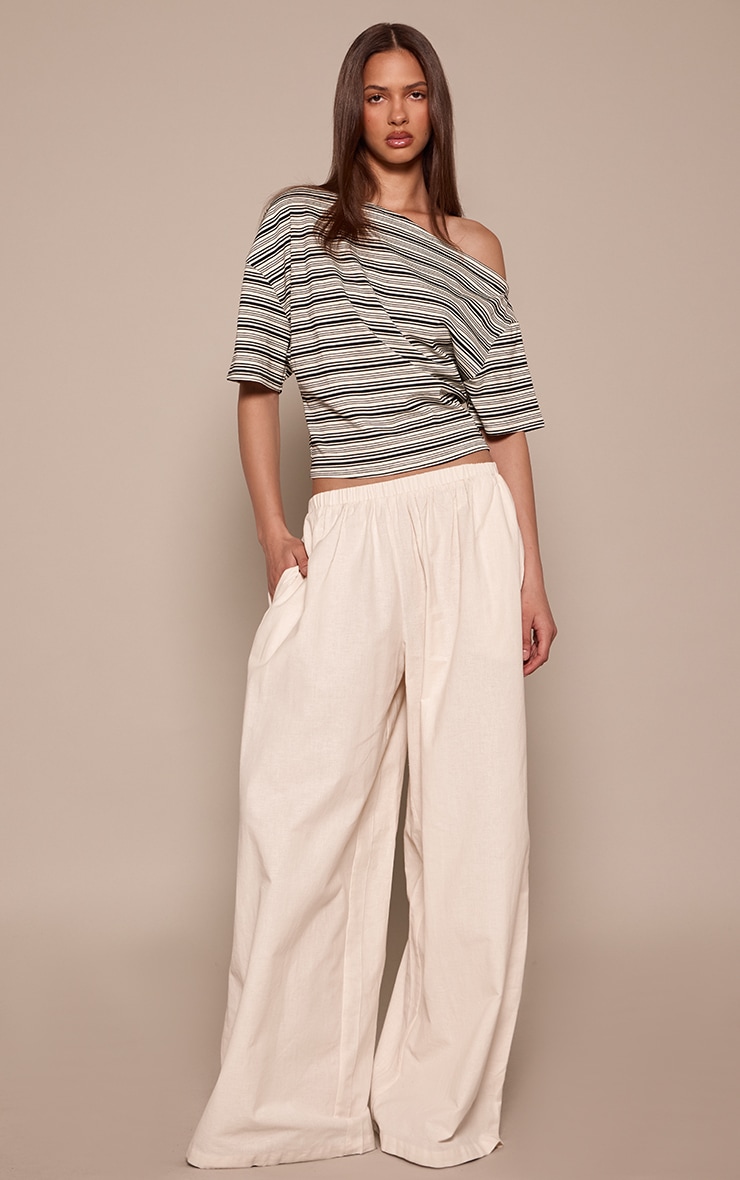 Black and White Soft Striped Rib Slouchy Top image 3