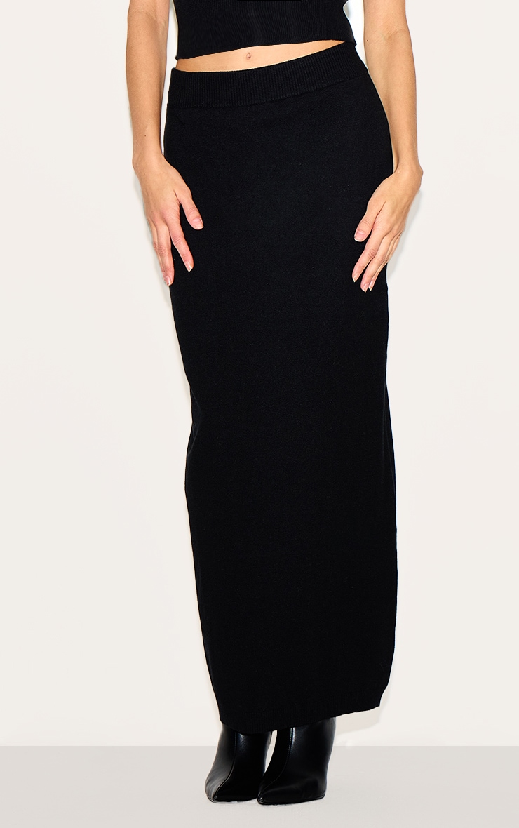 Jupe longue basique en maille tricot noire image 2