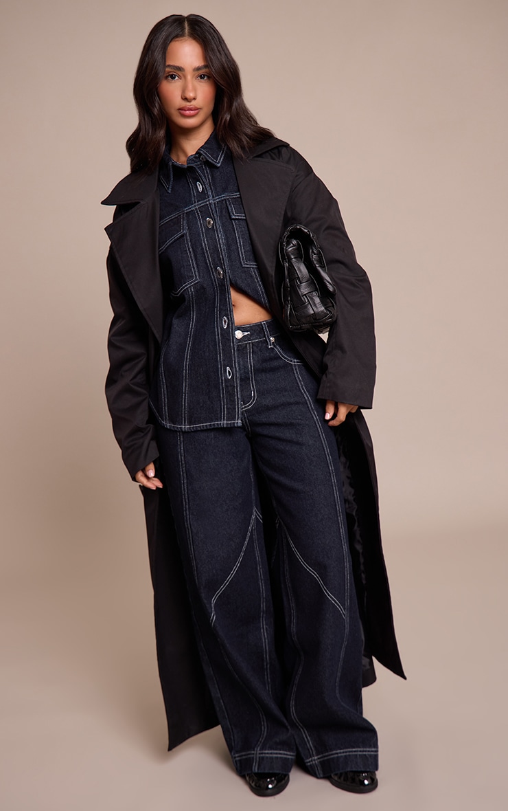 Petite Indigo Seam Detail Wide Leg Jeans image 2