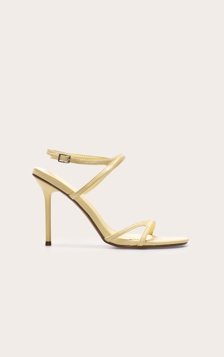 Lemon Pu Round Toe Asymmetric Strap High Stiletto Heeled Sandals image 1