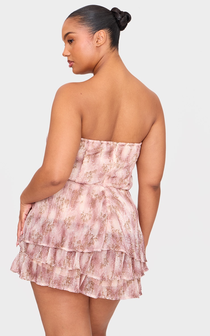 Plus Pink Floral Print Embellished Bandeau Rara Playsuit image 2