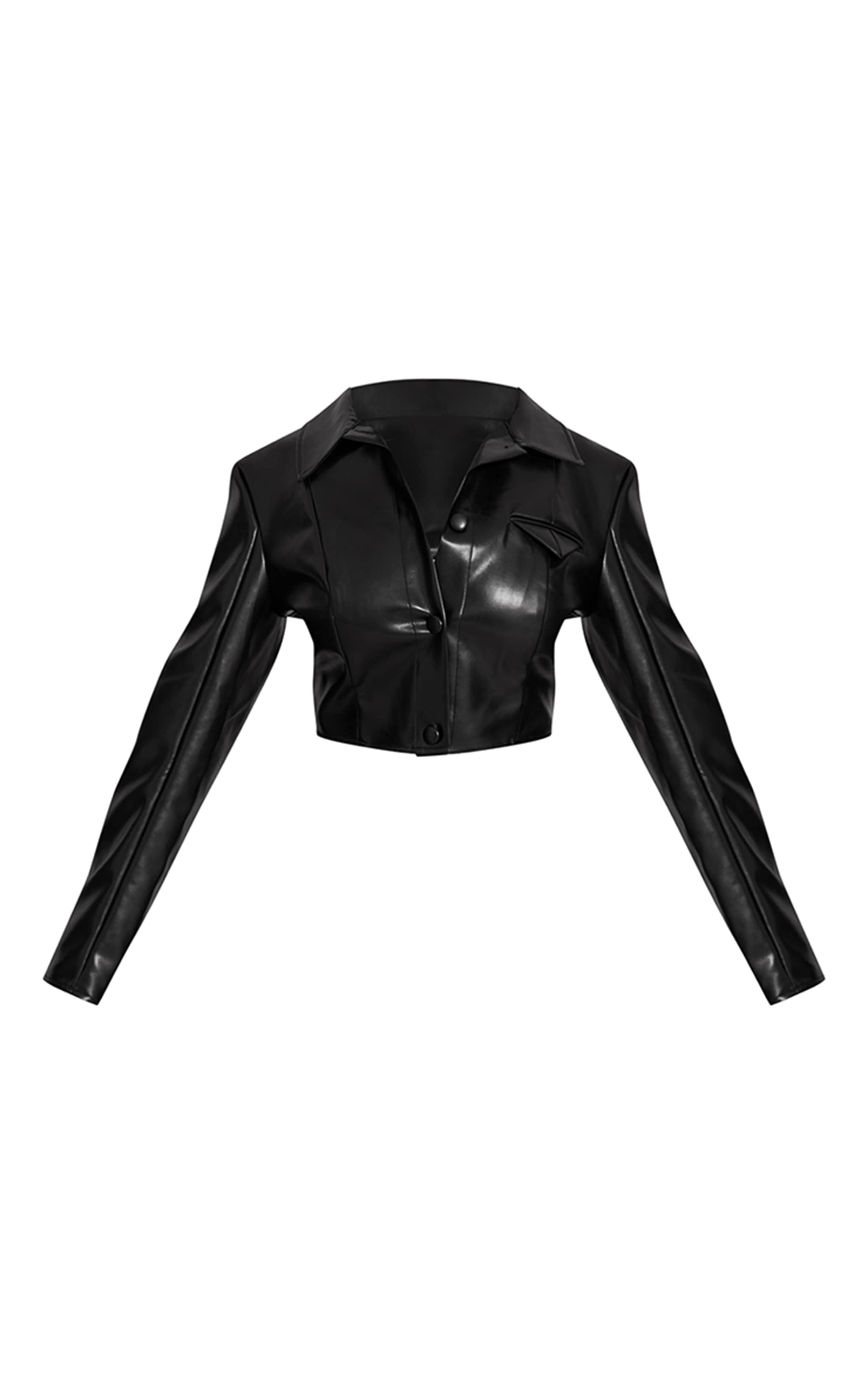Shape Black Faux Leather Cropped Jacket image 5