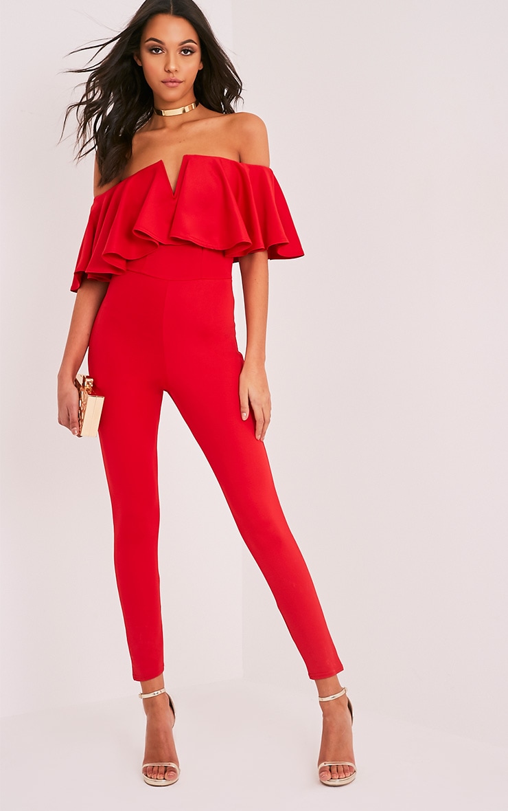 bardot red jumpsuit