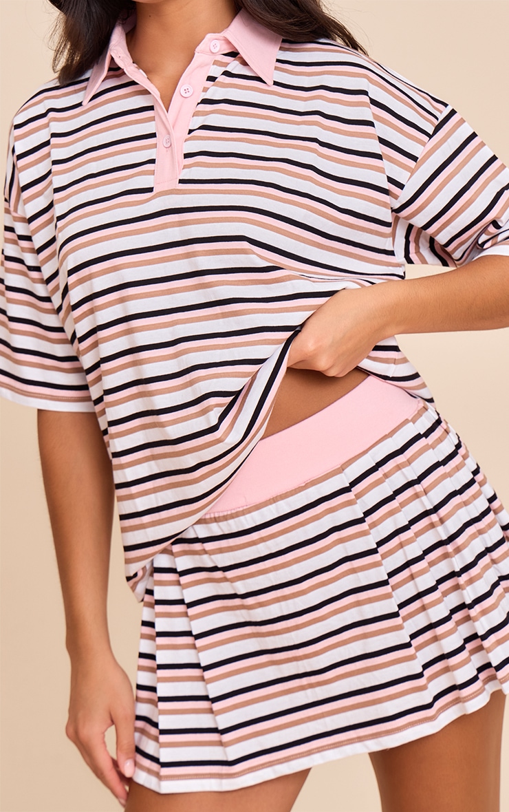 Pink Striped Pleated Mini Tennis Skort image 5