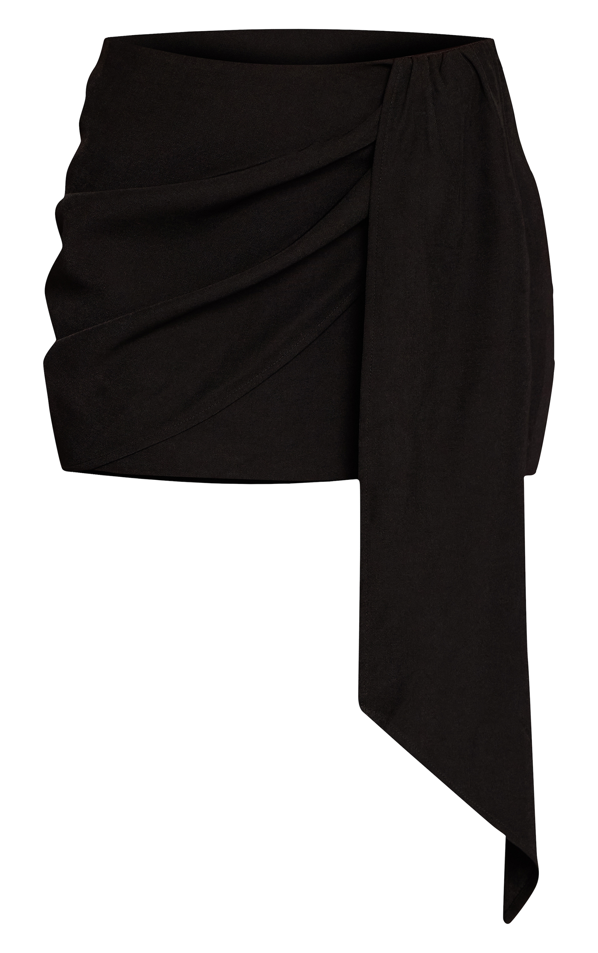 Black Tailored Woven Wrap Drape Mini Skirt  image 6