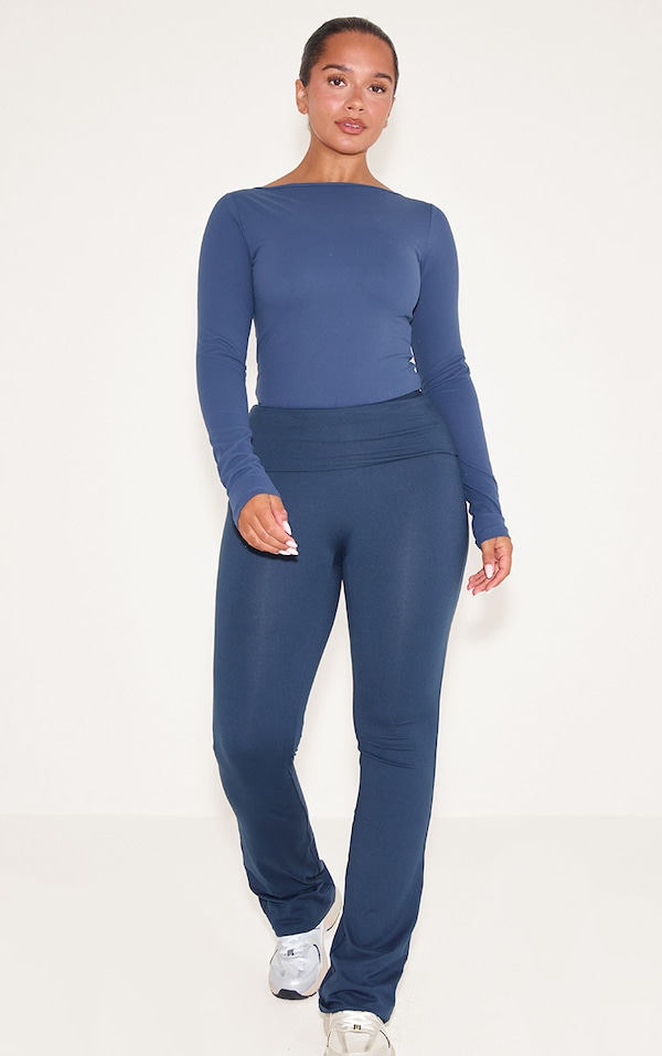 Coupe moulante NAVY Sculpted Fold over Waist Flare Pantalon