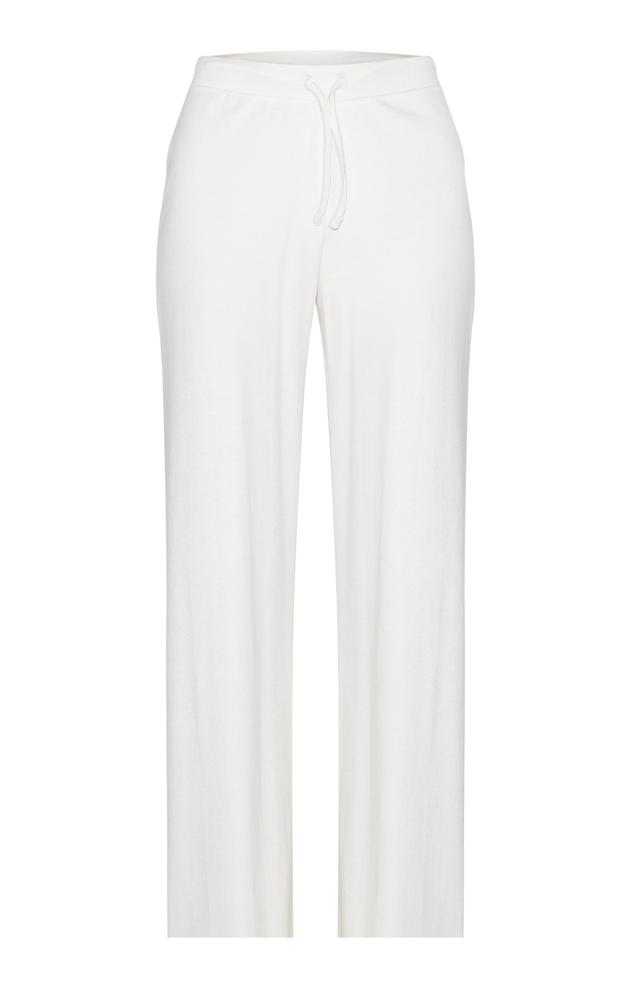 Light Grey Brushed Rib Drawstring Wide Leg Pants image 5