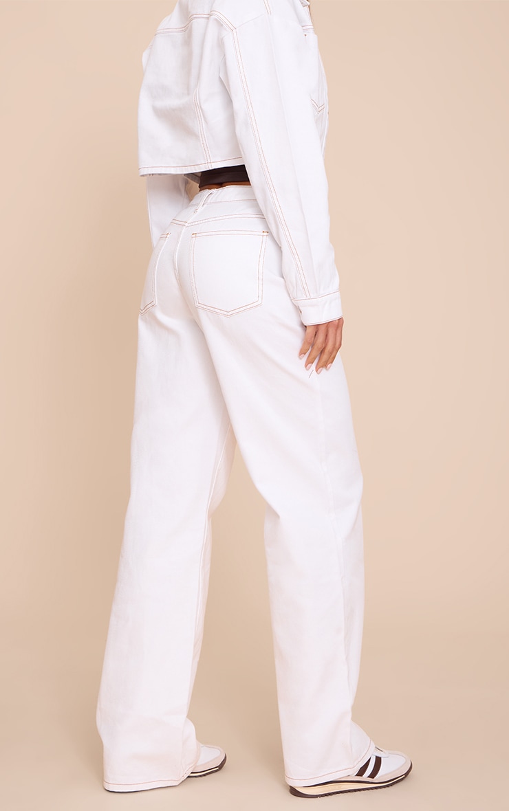 Tall Jean droit blanc à taille haute image 3