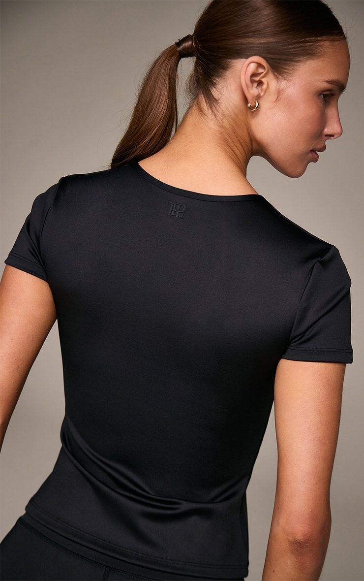 Black Ultimate Seam Detail Short Sleeve Top image 2