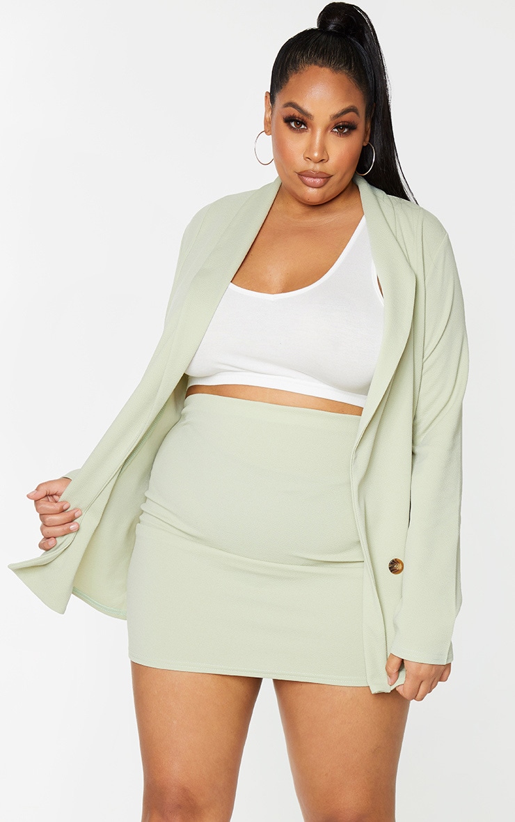 Plus Sage Green Mini Skirt