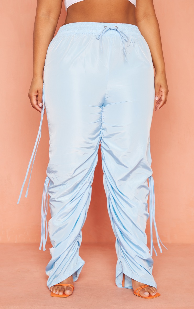 Plus Pantalon Cargo Froncé Bleu Ciel À Lanières Plus PLT FR