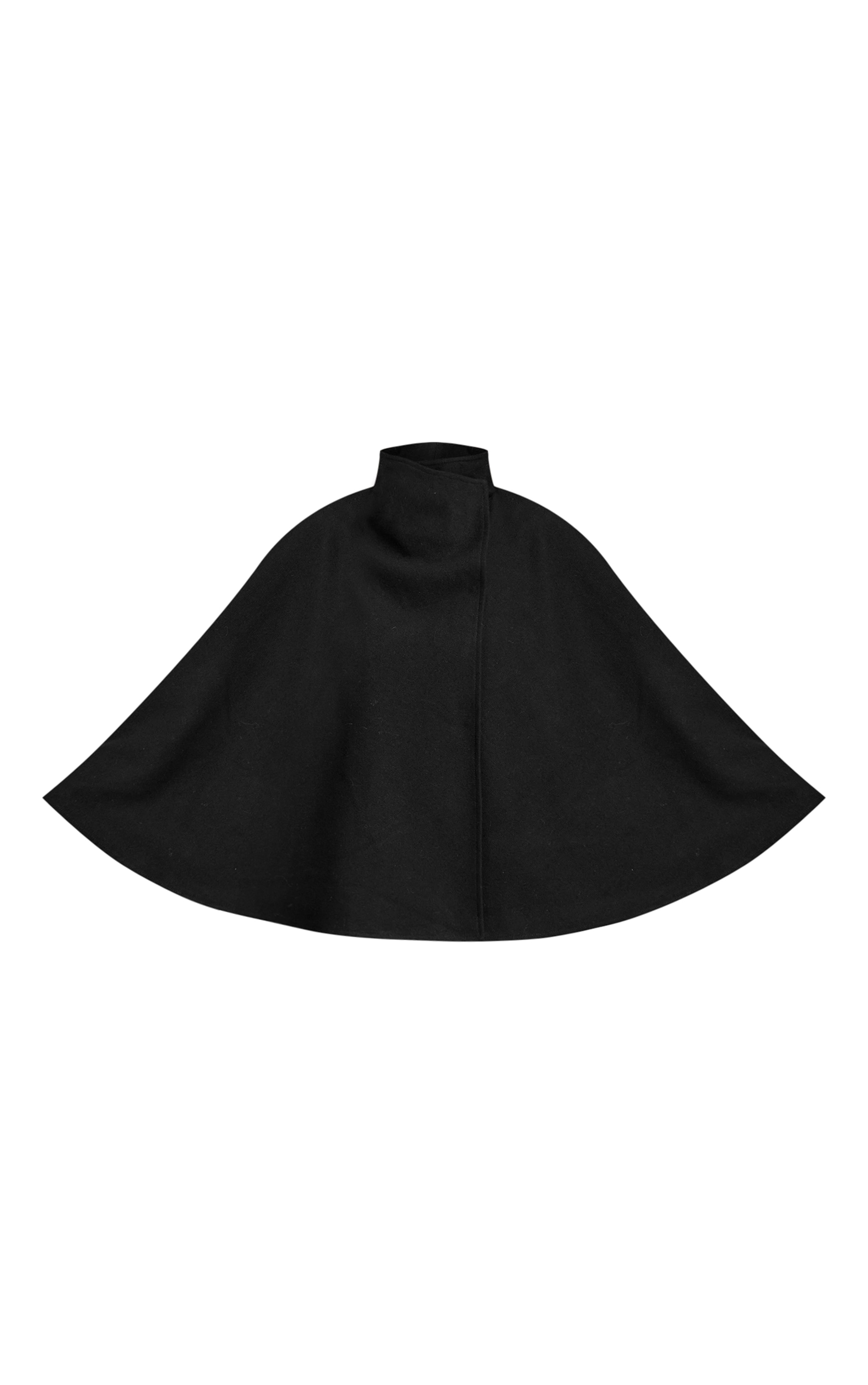 Black Wool Look Funnel Neck Wrap Coat image 5