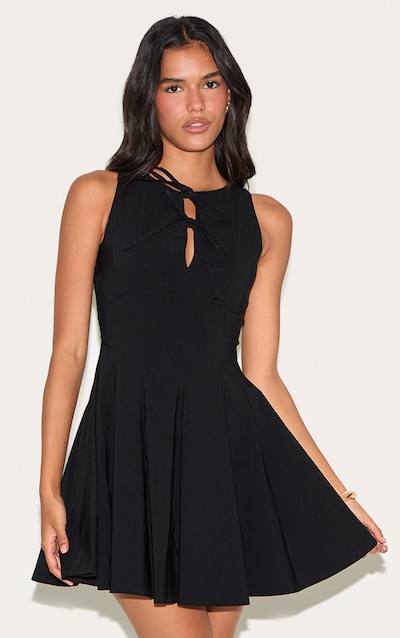 Robe droite noire à noeuds