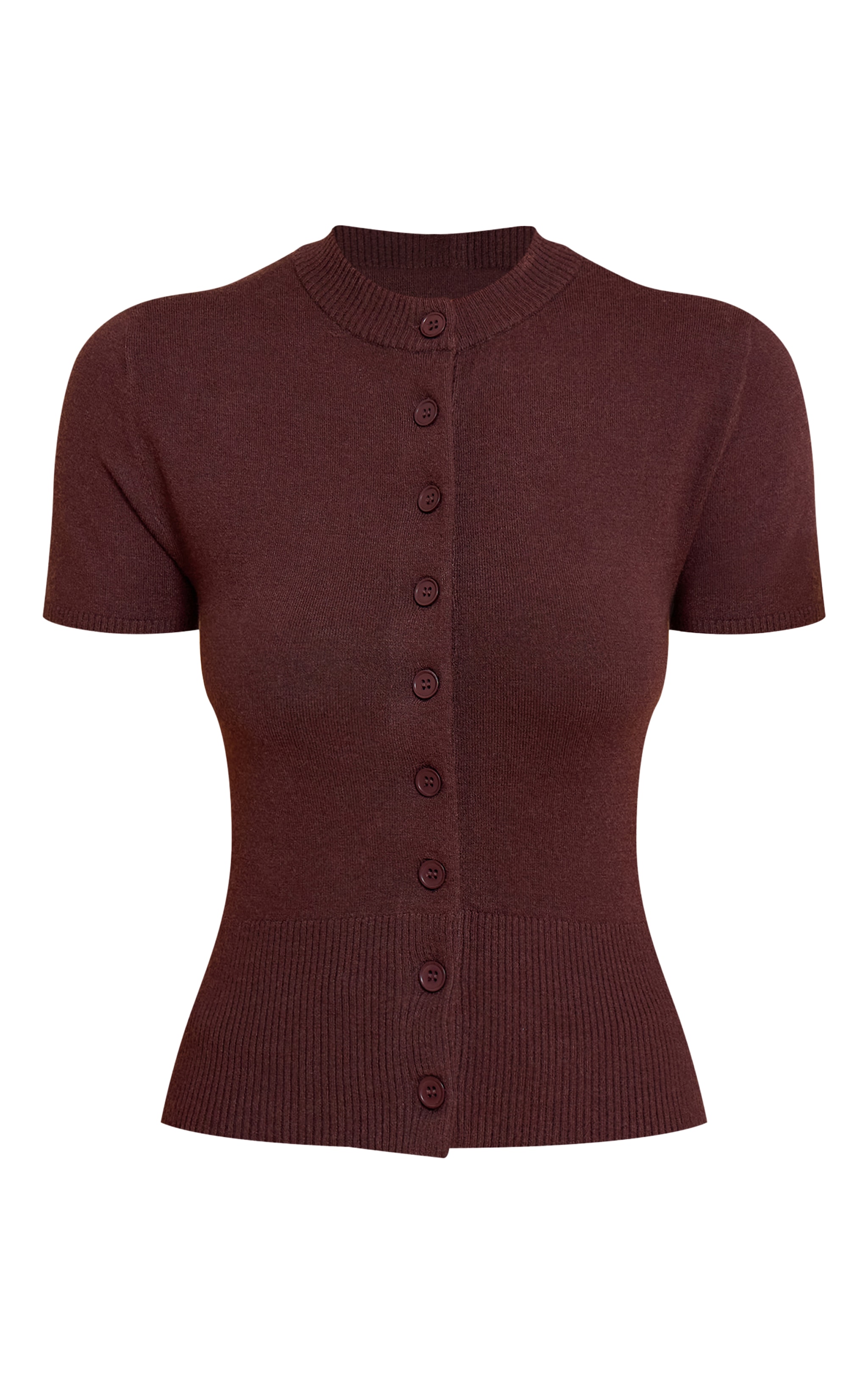 Chocolate Knit Button Through Top image 5