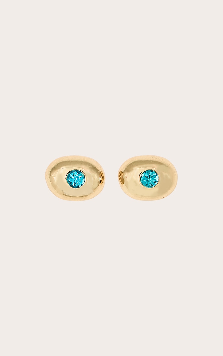 Gold Plated Turquoise Stone Earrings image 2
