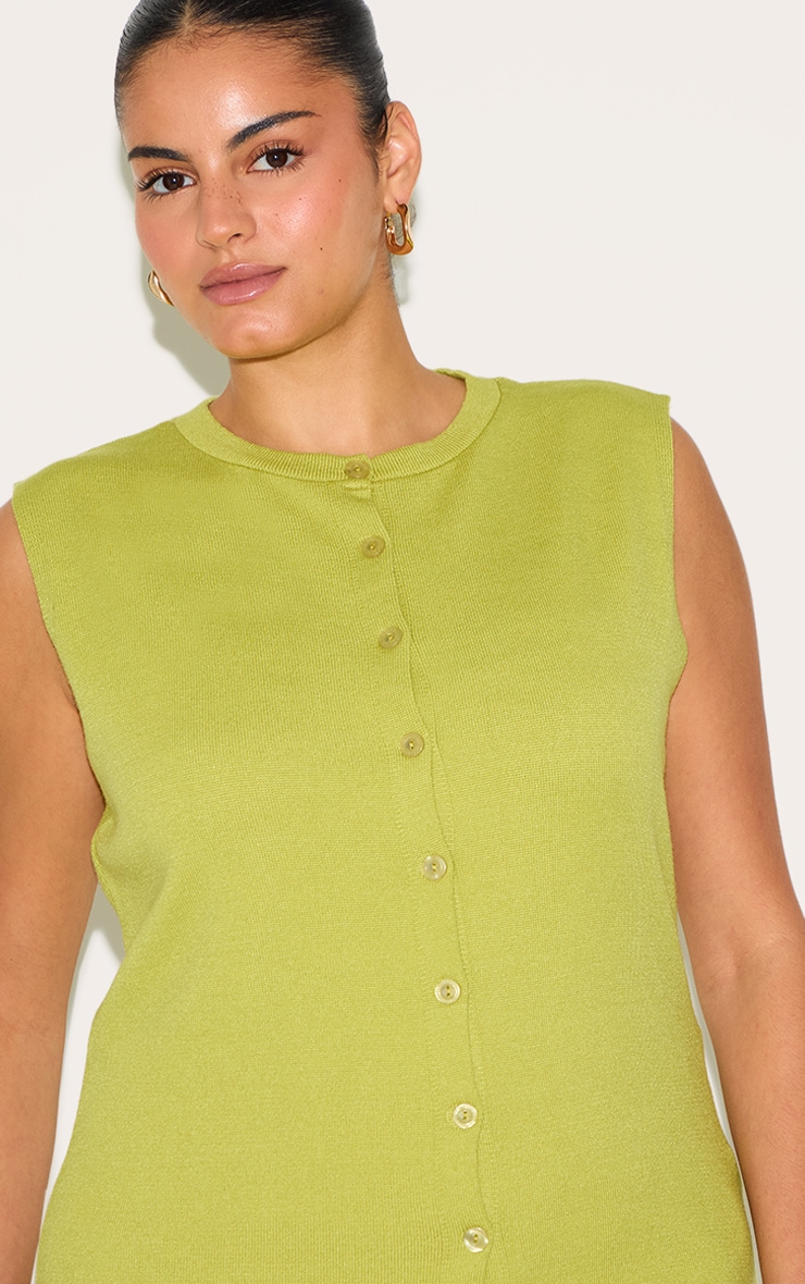 Plus Lime Sleeveless Button Through Sleeveless Top image 4