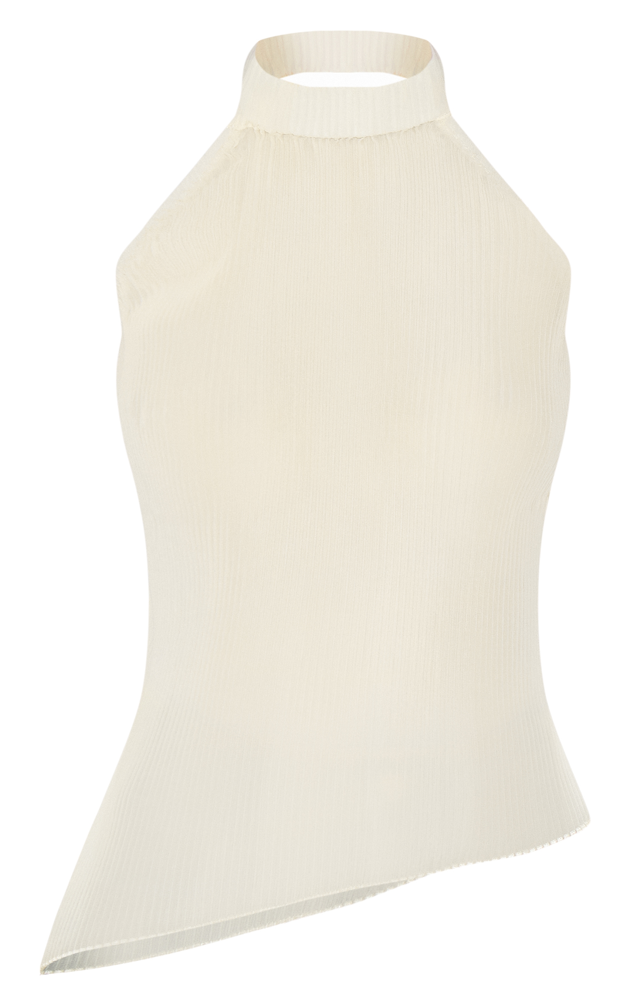 Lemon Plisse Chiffon High Neck Long Top image 5