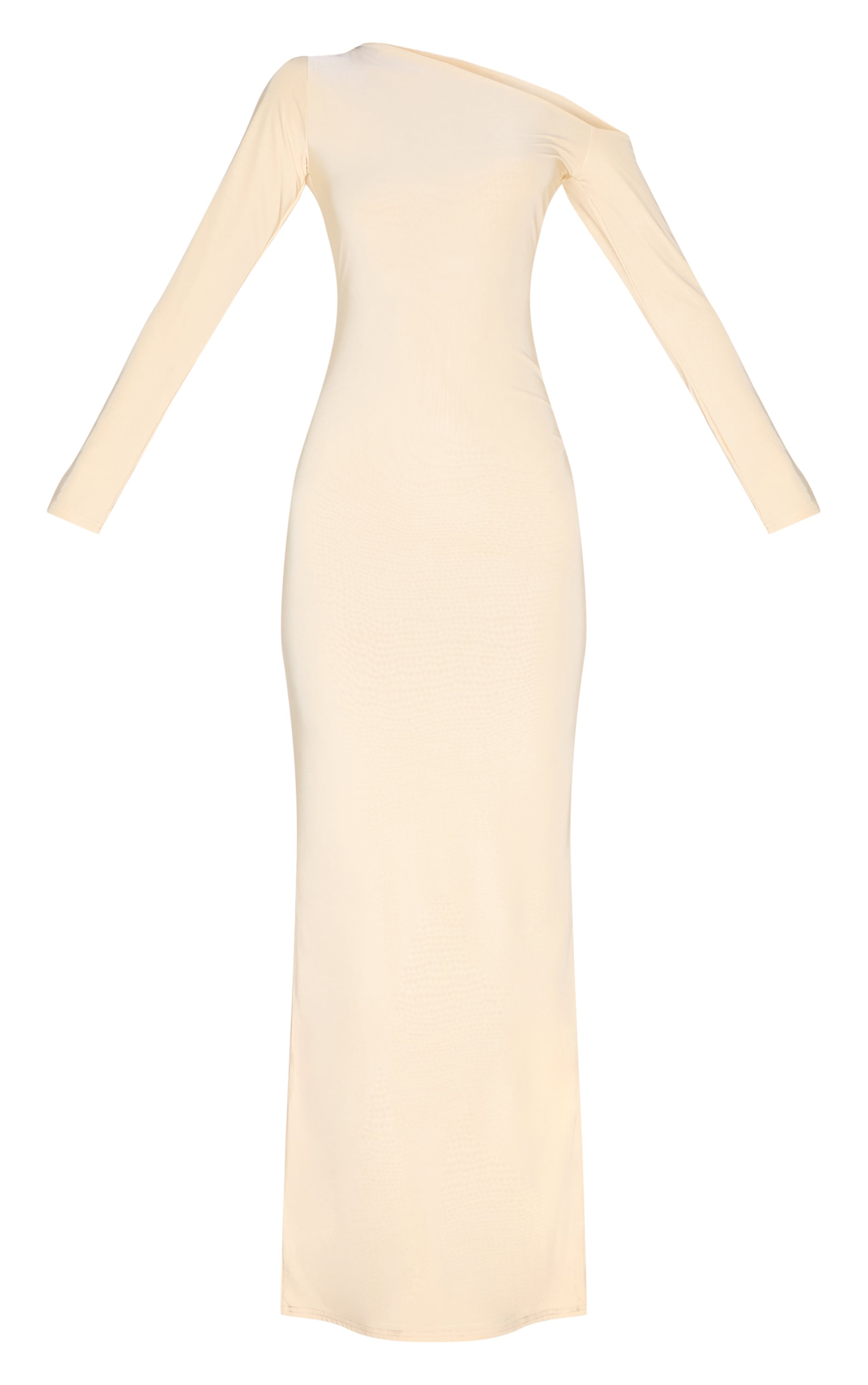 Butter Yellow Double Slinky Asymmetric Neckline Maxi Dress image 5