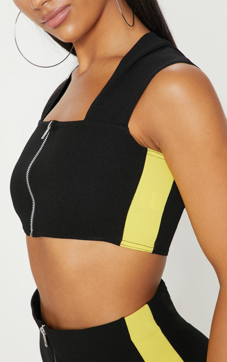 Black Zip Front Crop Top Tops PrettyLittleThing