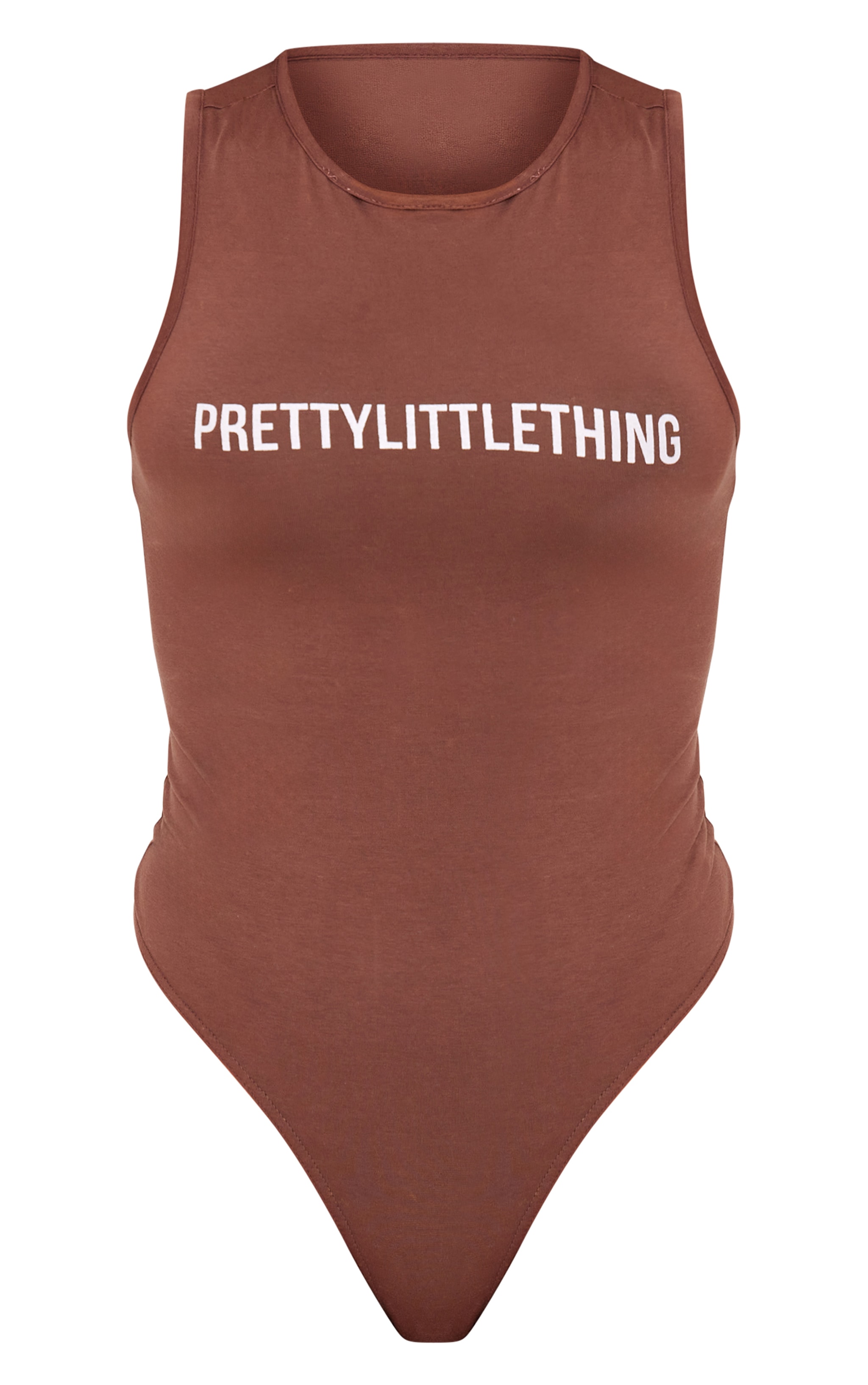 PRETTYLITTLETHING Chocolate Washed Racer Back Bodysuit image 5