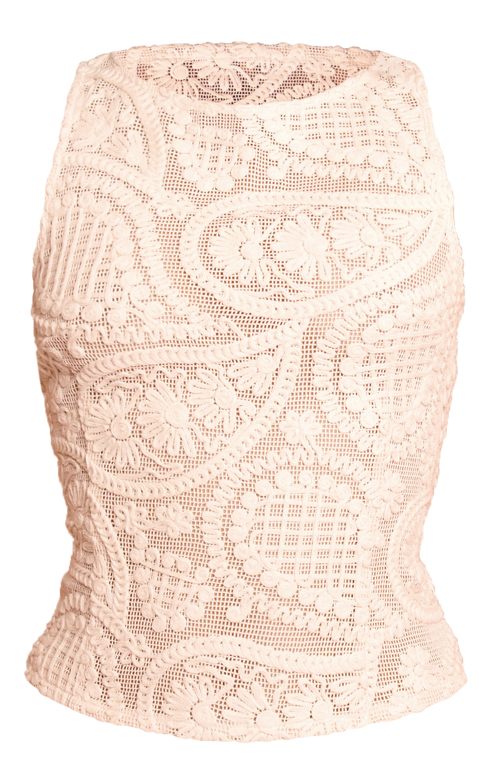 Cream Textured Embroidered Boatneck Top | Co-ords