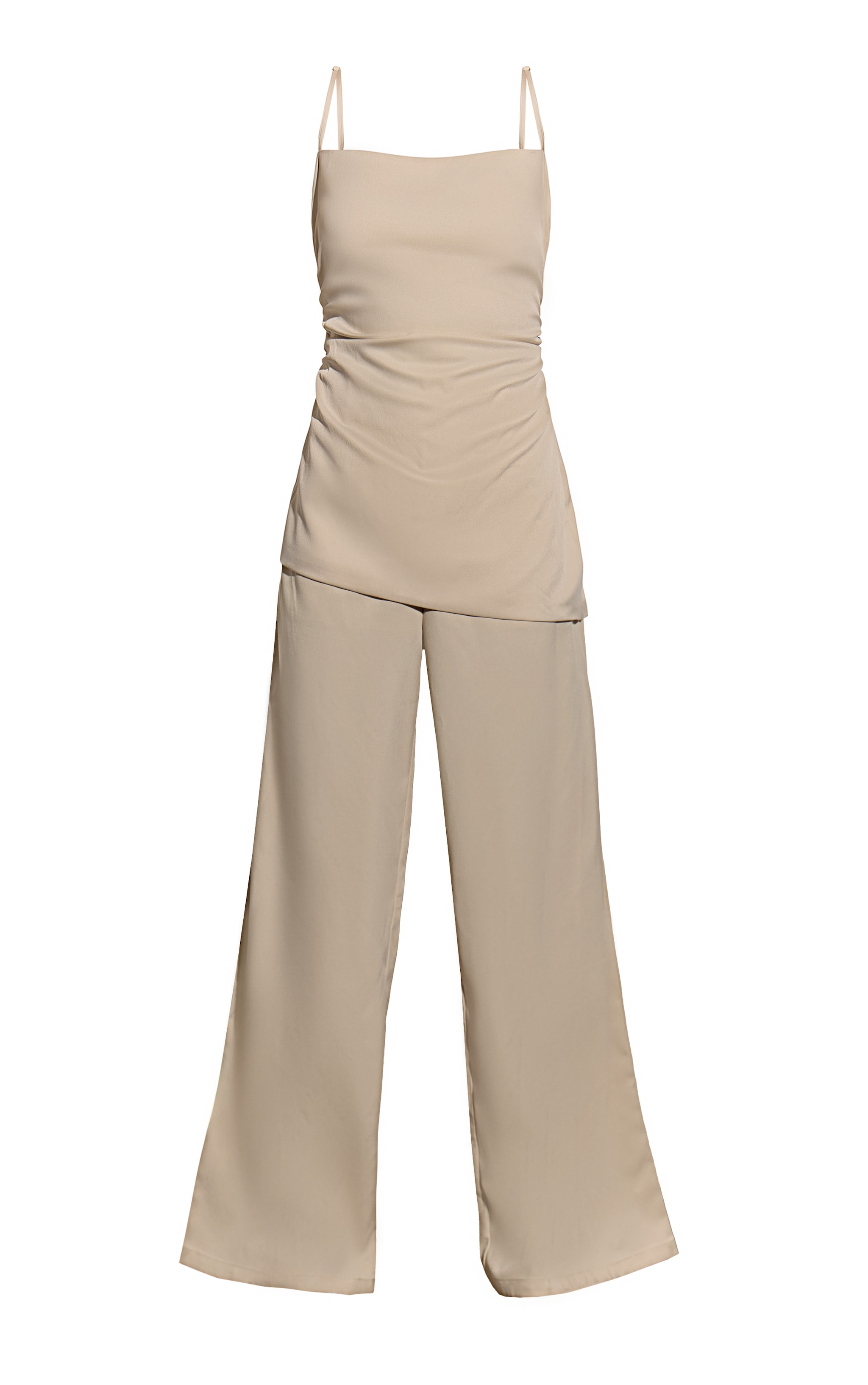 Oyster Woven Ruched Bodice Overlay Straight Leg Jumpsuit image 5