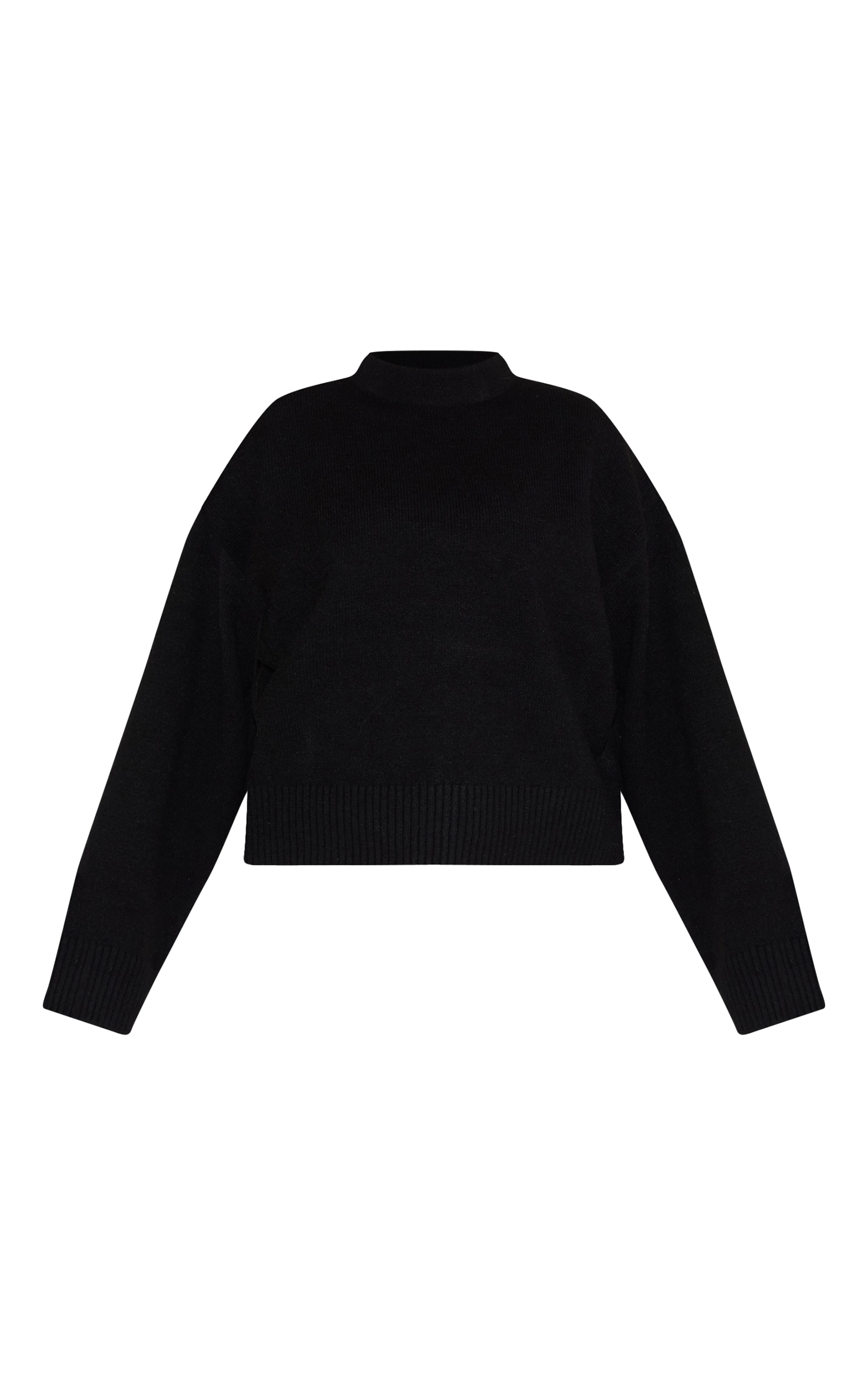 Plus Black Knit High Neck Crop Jumper image 5